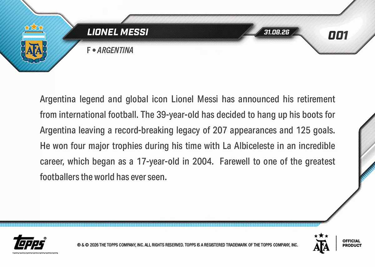 Topps NOW Lionel Messi - 2026 Argentina - Card 1