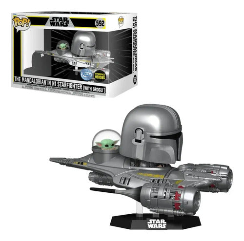 Funko Pop Star Wars 592 El Mandaloriano En N1 Starfighter